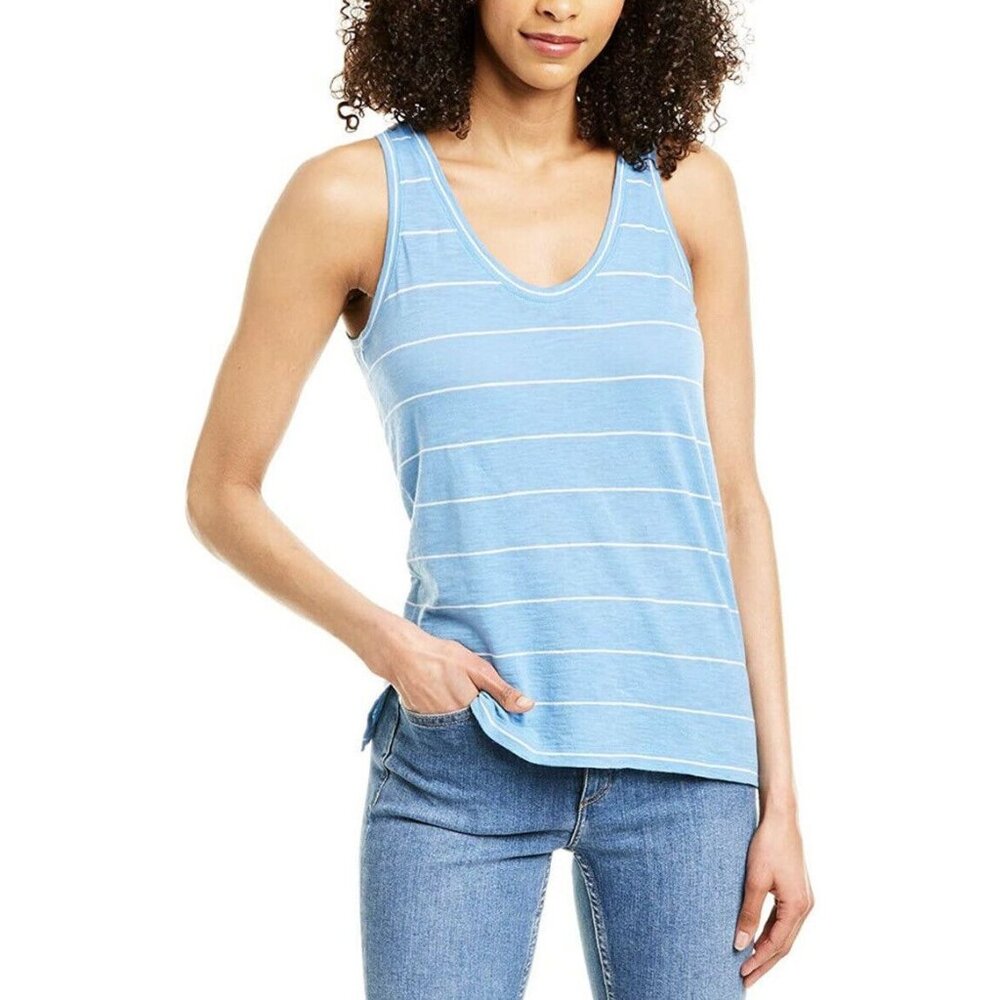 NWT Women's Vince. Striped Sleeveless Rounded V-Neck Tank Top Sz Large